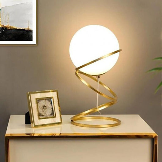 Lampada da tavolo G9 stilizzata sfera vetro design moderno bronzo dorato luce comodino scrivania salotto con interruttore 230V