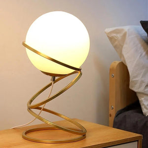 Lampada da tavolo G9 stilizzata sfera vetro design moderno bronzo dorato luce comodino scrivania salotto con interruttore 230V