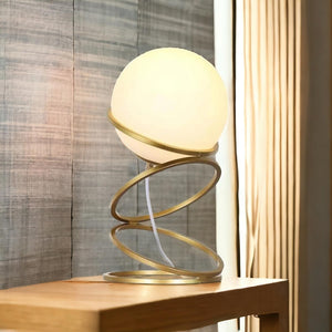 Lampada da tavolo G9 stilizzata sfera vetro design moderno bronzo dorato luce comodino scrivania salotto con interruttore 230V