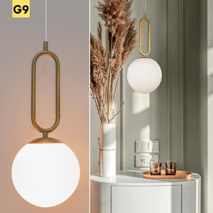 Lampada moderna pendente bronzo LED G9 luce sospensione lampadario globo sfera vetro illuminazione tavolo cucina soggiorno 230V