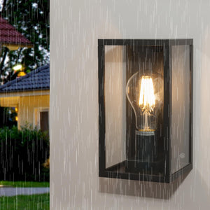 Applique da esterno lanterna industriale vetro lampada LED E27 parete muro luce giardino ingresso balcone pub 230V NERO