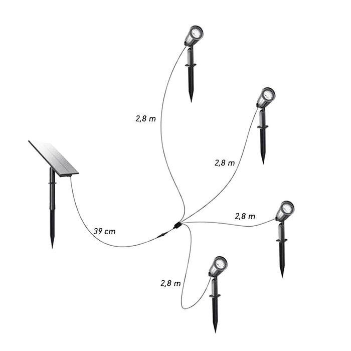 KIT 4 faretti LED pannello solare picchetto IP65 batteria ricaricabile sensore crepuscolare luce dimmerabile giardino 3000K