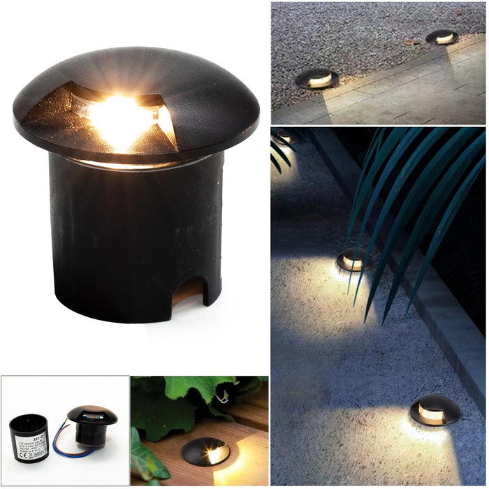 Mini faretto calpestabile nero incasso luce radente IP67 LED 1W singola finestra basso consumo segnapassi giardino viale 230V 3000K