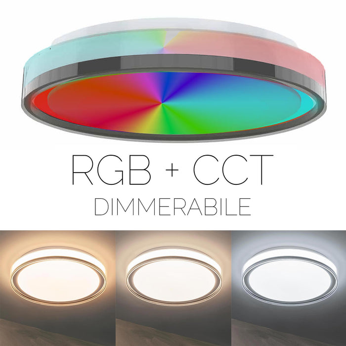 PLEADA Plafoniera LED 36W RGB CCT elegante lampada tonda soffitto parete luce colorata dimmerabile cucina camera letto telecomando 230V