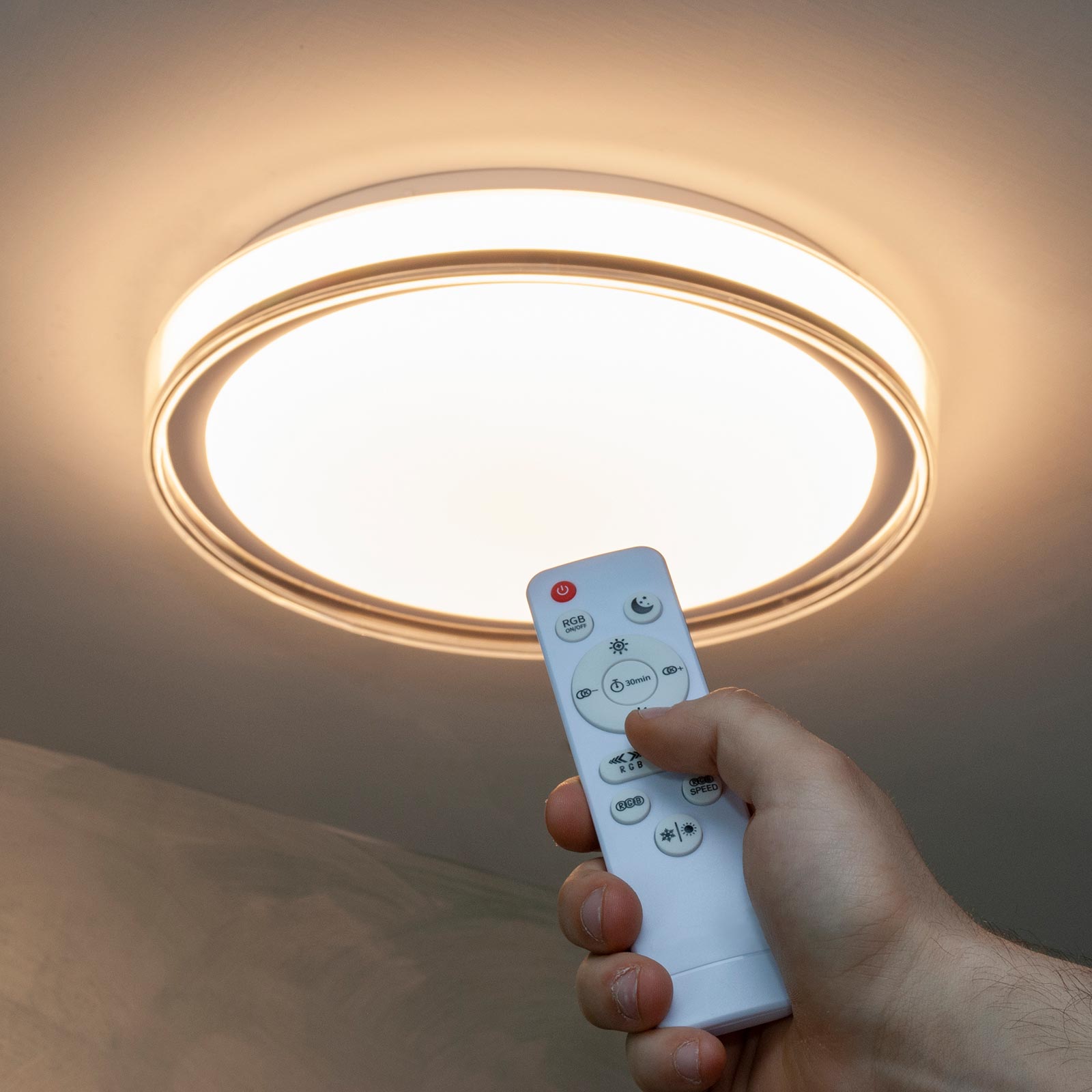 PLEADA Plafoniera LED 36W RGB CCT elegante lampada tonda soffitto parete luce colorata dimmerabile cucina camera letto telecomando 230V