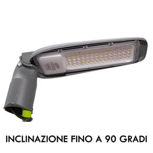 Faro armatura stradale IP65 esterno lampione LED 50W inclinabile 90 gradi luce viali sentieri giardino 4500lm 230V