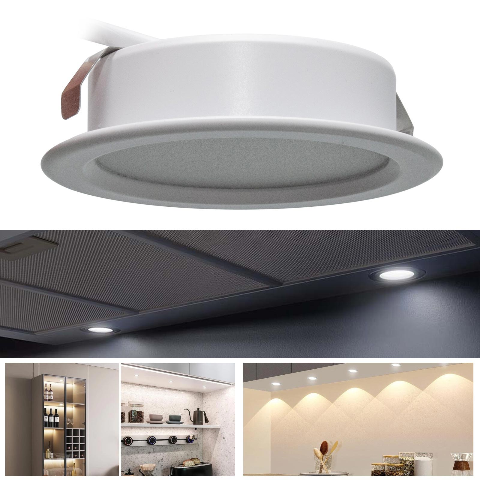 Faretto slim LED 3W bianco incasso 60mm diffusore opaco basso consumo luce moderna cappa cucina mensole mobili IP20 230V 6500K