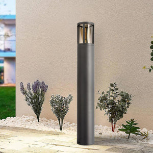 FACADO II ROUND Lampione LED E27 impermeabile IP65 palo luminoso moderno luce esterni giardino viale villa 230V 65cm Grigio scuro diffusore fume