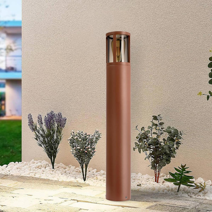 FACADO II ROUND Lampione LED E27 impermeabile IP65 palo luminoso moderno luce esterni giardino viale villa 230V 65cm Corten diffusore fume