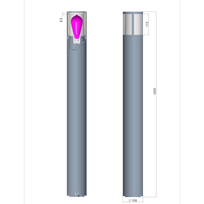 FACADO II ROUND Lampione LED E27 impermeabile IP65 palo luminoso moderno luce esterni giardino viale villa 230V 100cm Corten diffusore opaco