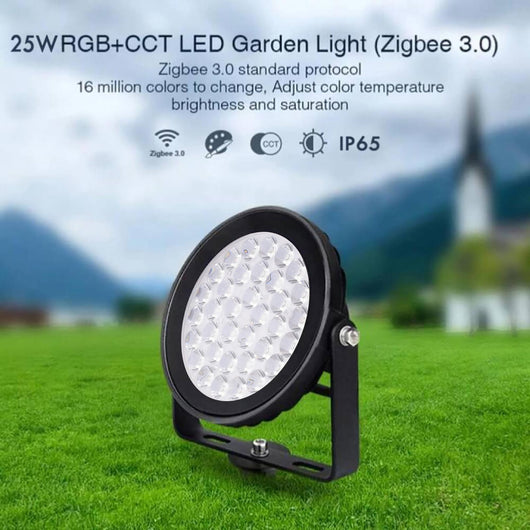 Faretto IP65 RF-SMART SPOTLIGHT 15 gradi LED 25W dimmerabile RGB CCT da 2700K a 6500K RF ZIGBEE luce colorata facciate palazzi 230V