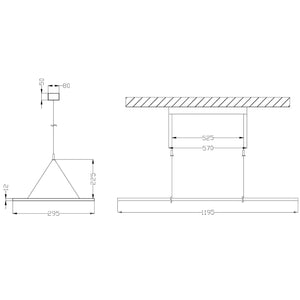 Lampada sospensione DIMMERABILE LED 50W CCT 3000K 4000K lampadario pendente luce ufficio palestra sala conferenze 6000lm 230V BIANCO