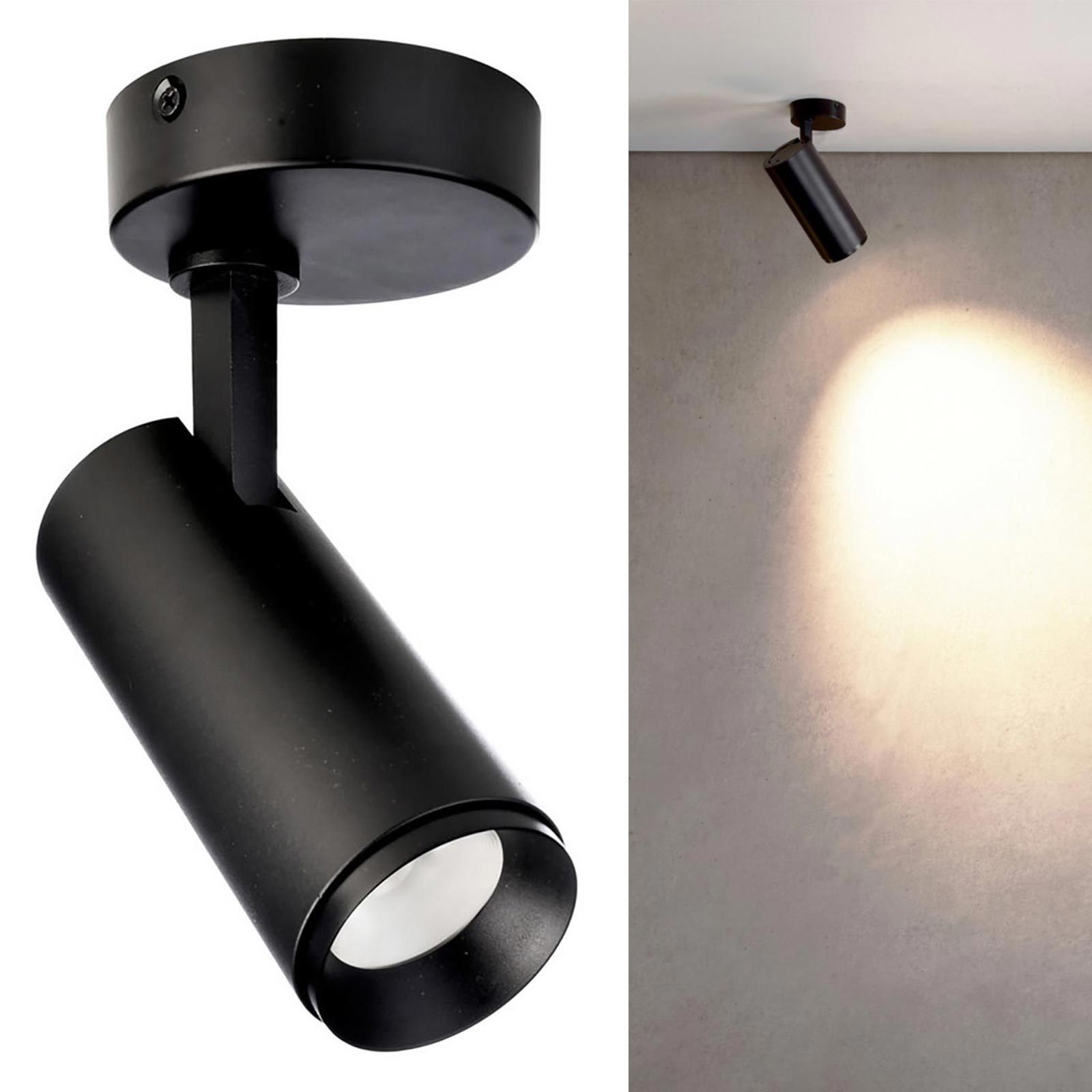 LUCEA TILT Faretto SPOT orientabile soffitto LED 10W dimmerabile plafoniera moderna 2700K luce negozio vetrina RA90 NERO