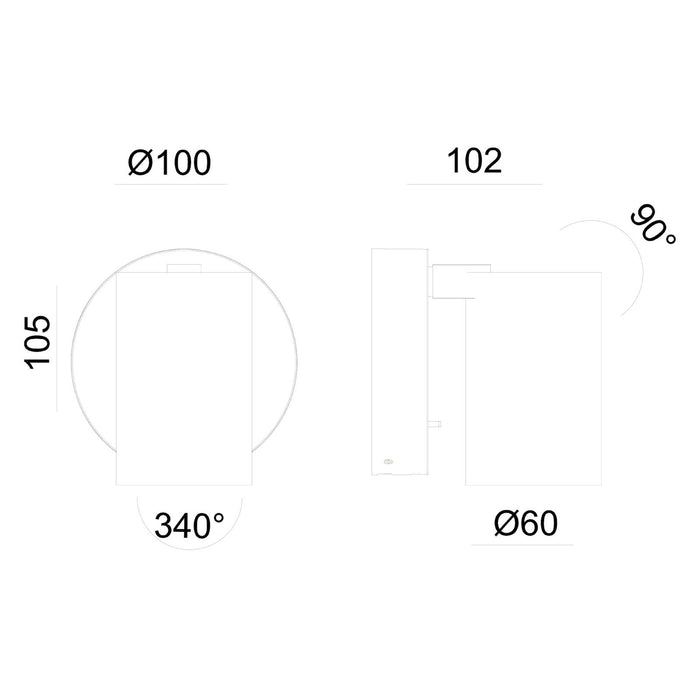 Applique parete muro GU10 faretto moderno orientabile luce lettura camera letto comodino negozio interruttore ON / OFF BIANCO