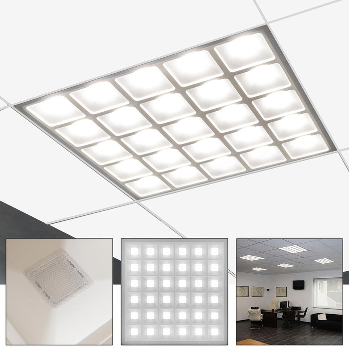 Pannello da incasso quadrato LED 40W resa 440W 60x60cm alluminio colore bianco luce ufficio negozio studio 4400lm 230V luce naturale 4000K