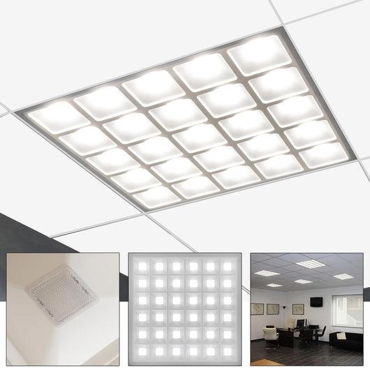 Pannello da incasso quadrato LED 40W resa 440W 60x60cm alluminio colore bianco luce ufficio negozio studio 4400lm 230V luce fredda 6500K