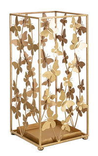 Porta Ombrelli Butterfly 22,5x22,5x48,5 cm in Ferro Oro