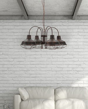 Lampadario Bronks 4 Luci 80x80x40 cm in Ferro Nero