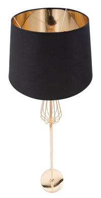 Lampada da Terra Ovy Ø40x167 cm in Ferro PVC e Tessuto Oro e Nero