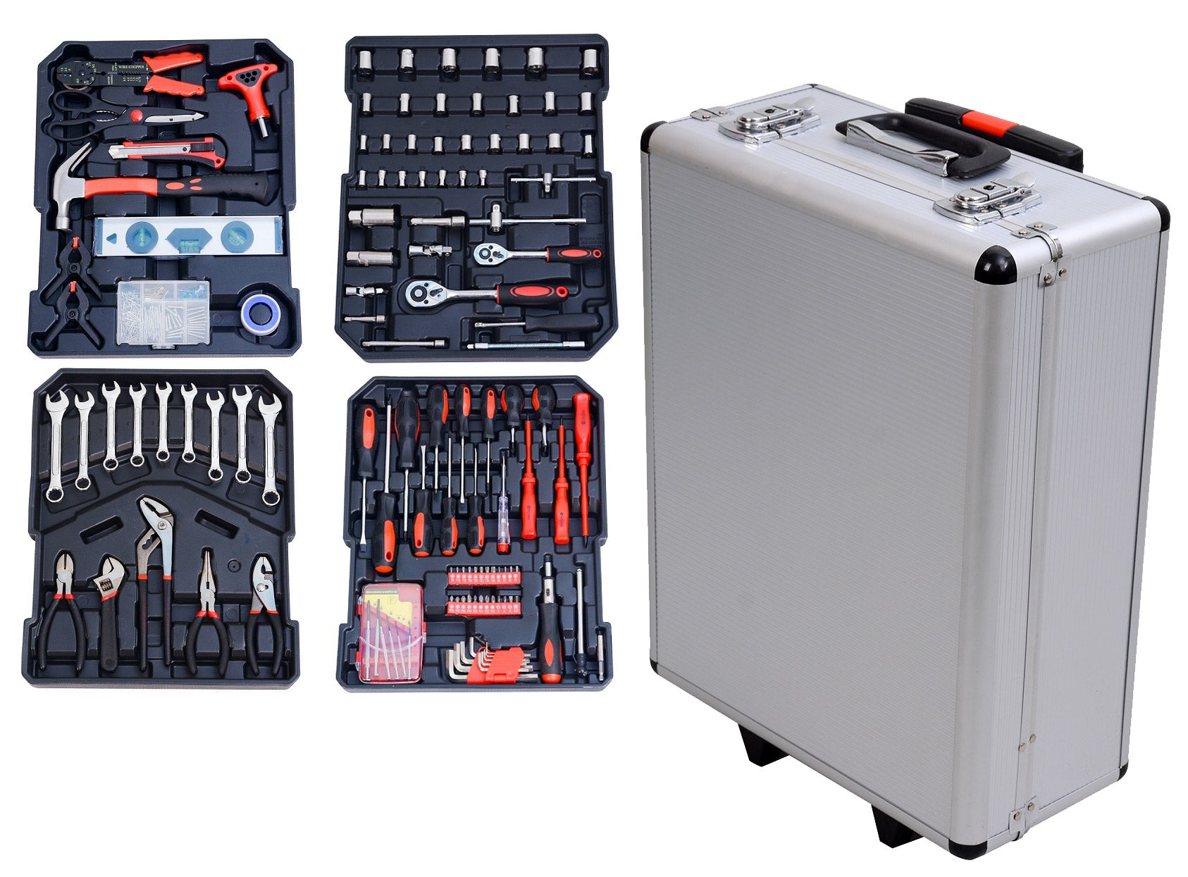 Cassetta Attrezzi da Officina con Trolley 826 Pezzi 4 Scomparti Easy Tools