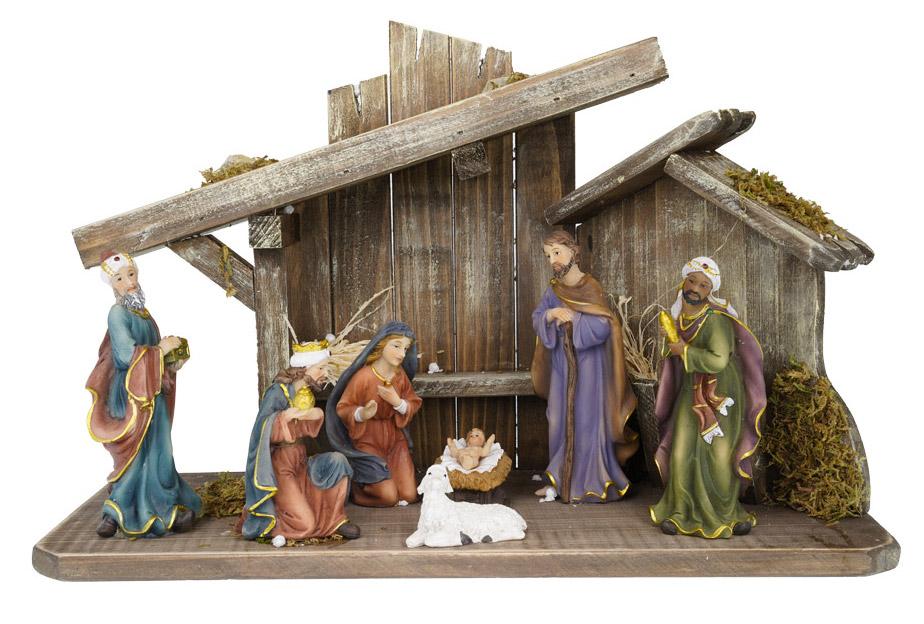 Natività 7 Personaggi H12,5 cm con Capanna in Resina