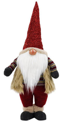 Gnomo di Babbo Natale H70 cm in Tessuto Rosso