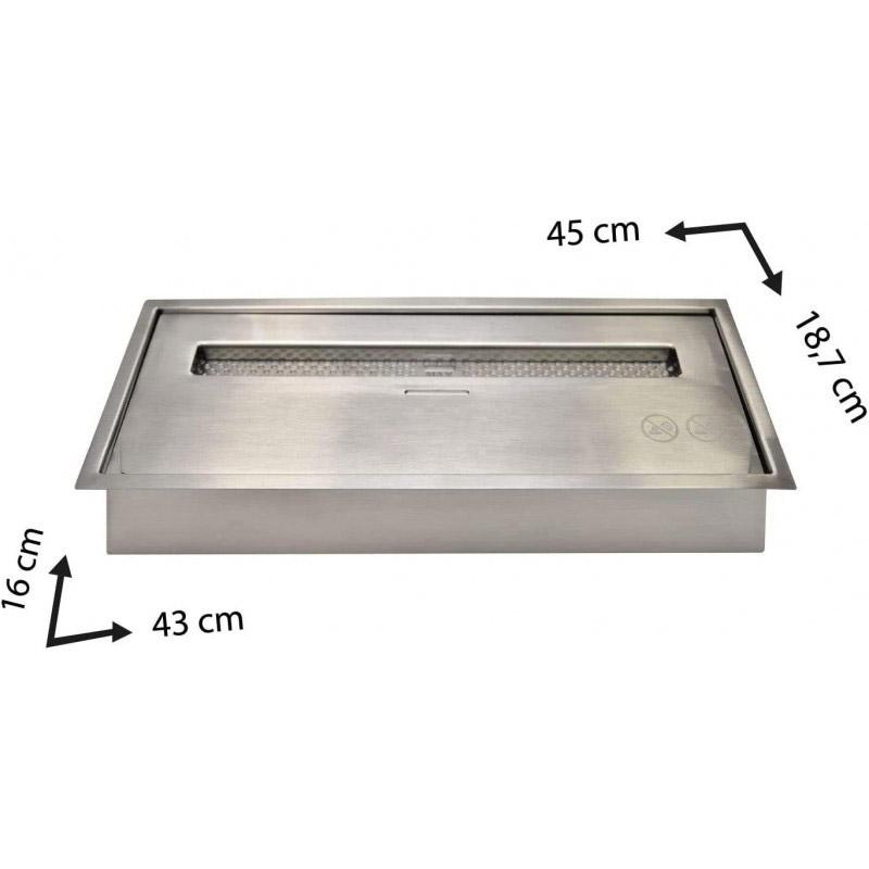 Bruciatore a Bioetanolo per Camini 45x18,7x9,5 cm 3,5L in Acciaio Inox