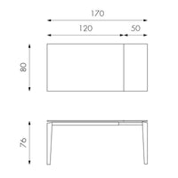 Tavolo Allungabile 120/170x80x76 cm in Metallo con Top Ceramica su Vetro Grigio