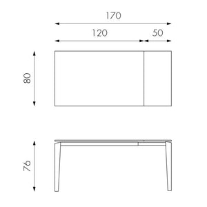 Tavolo Allungabile 120/170x80x76 cm in Metallo con Top Ceramica su Vetro Grigio