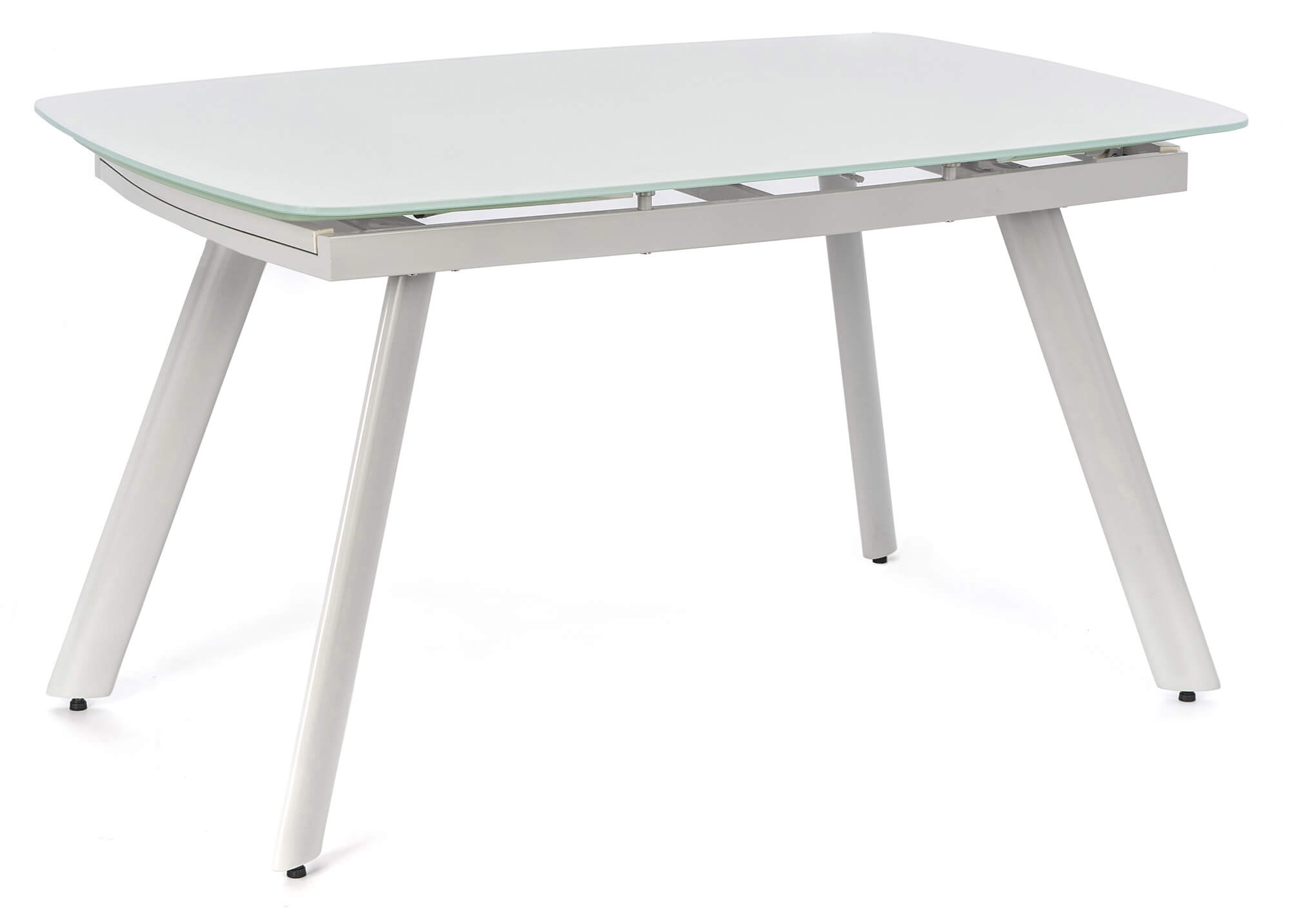 Tavolo Allungabile 140/175/210x90x76 cm in Metallo con Top in Vetro Bianco