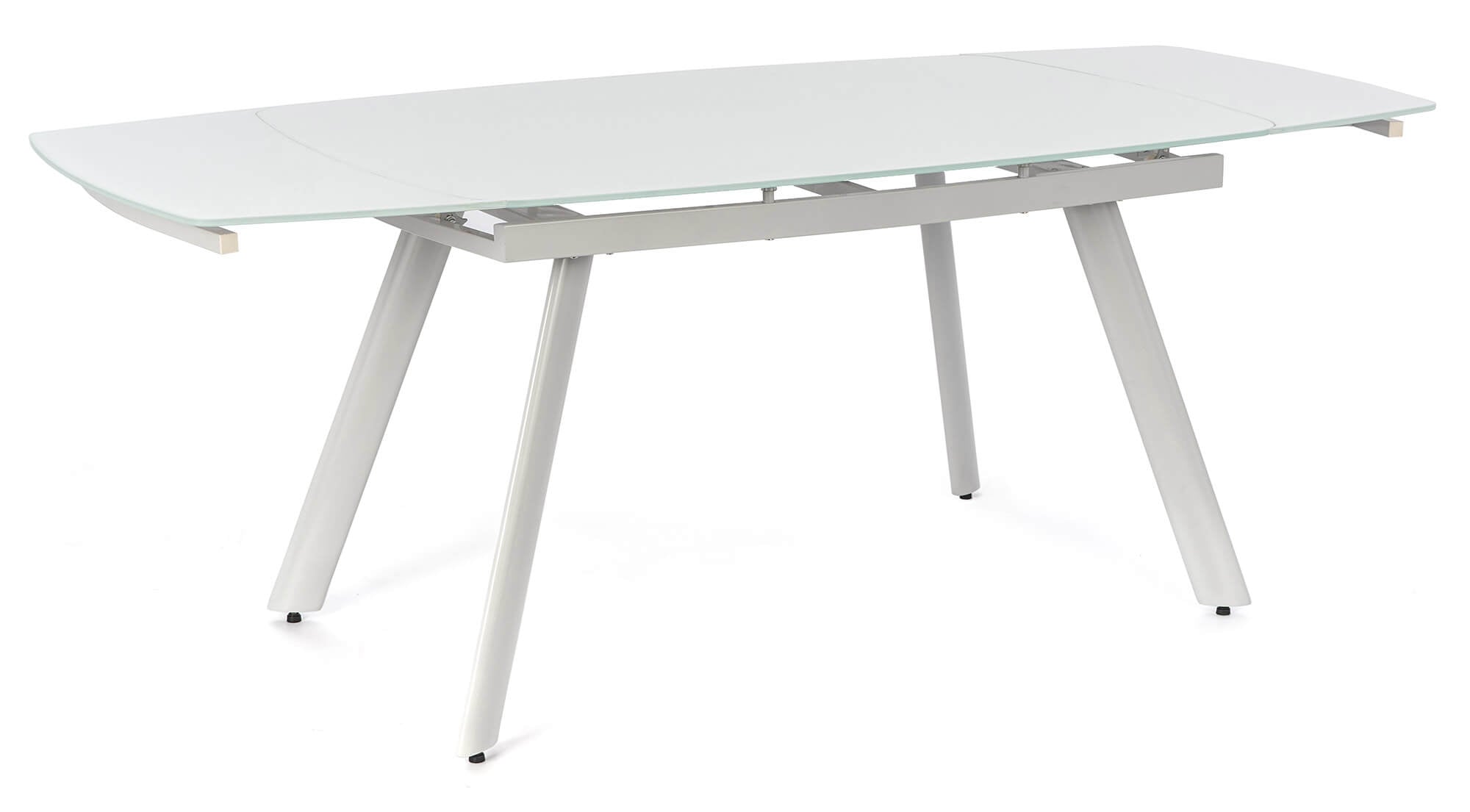 Tavolo Allungabile 140/175/210x90x76 cm in Metallo con Top in Vetro Bianco