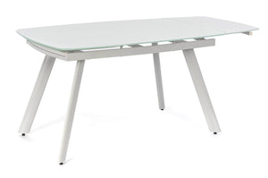 Tavolo Allungabile 140/175/210x90x76 cm in Metallo con Top in Vetro Bianco