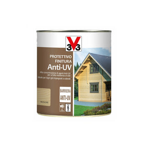 Protettivo E Finitura Anti-Uv Ideale Per I Rivestimenti Esterni In Legno Esposti Ai Fenomeni Atmosferici Incolore 2,5Lt-V33