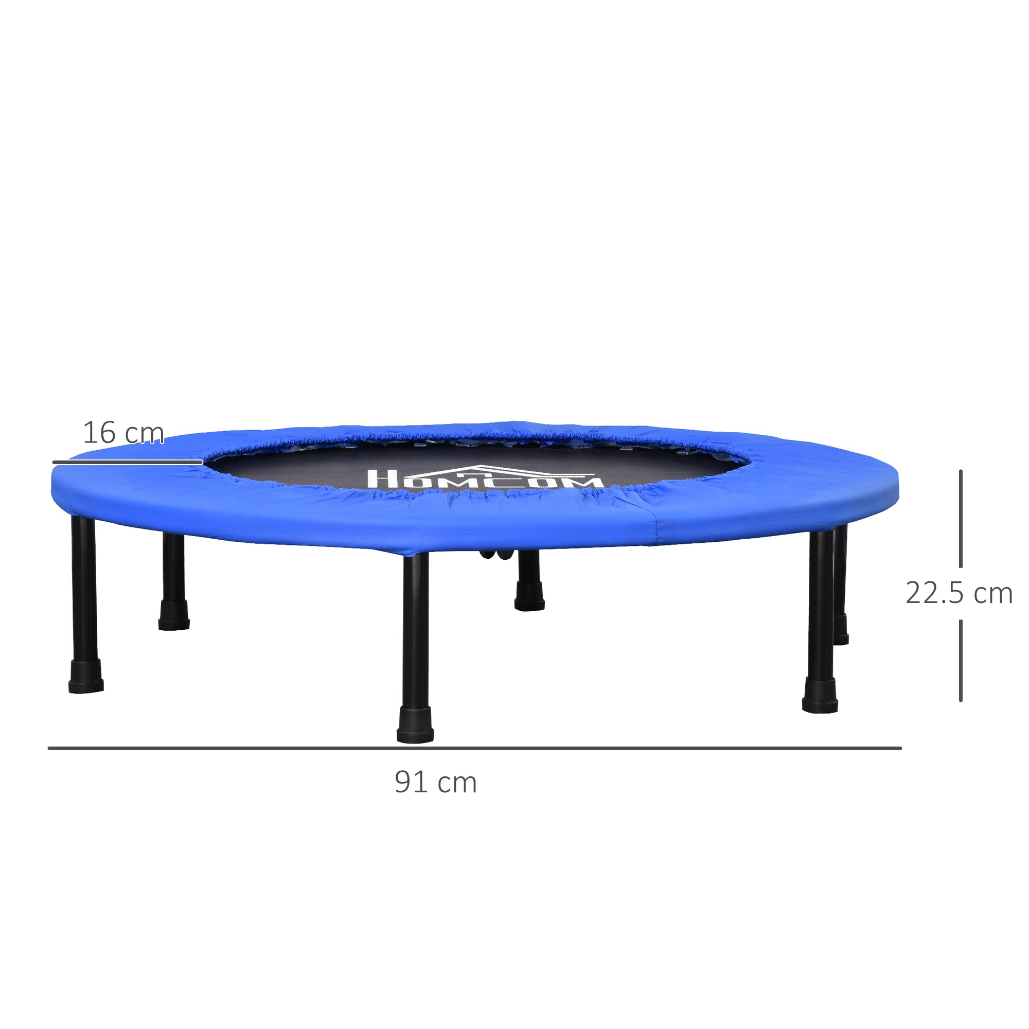 Trampolino Elastico Fitness Ø91 cm in Acciaio e PVC Nero e Blu