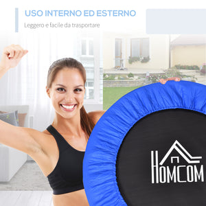 Trampolino Elastico Fitness Ø91 cm in Acciaio e PVC Nero e Blu