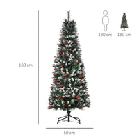 Albero di Natale Artificiale Innevato 180 cm 539 Rami con Bacche Verde