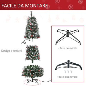 Albero di Natale Artificiale Innevato 180 cm 539 Rami con Bacche Verde