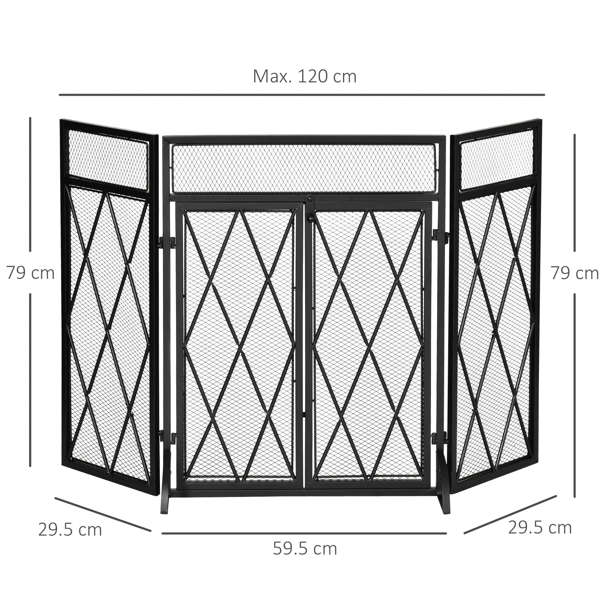 Parascintille Pieghevole con Antine 120x11,5x79 cm in Metallo Nero