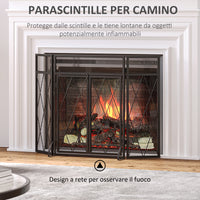 Parascintille Pieghevole con Antine 120x11,5x79 cm in Metallo Nero