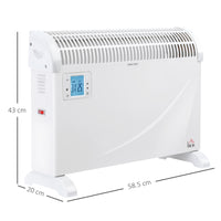 Termoventilatore da Parete o Appoggio 2000W 58,5x20x43 cm Bianco