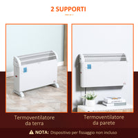 Termoventilatore da Parete o Appoggio 2000W 58,5x20x43 cm Bianco