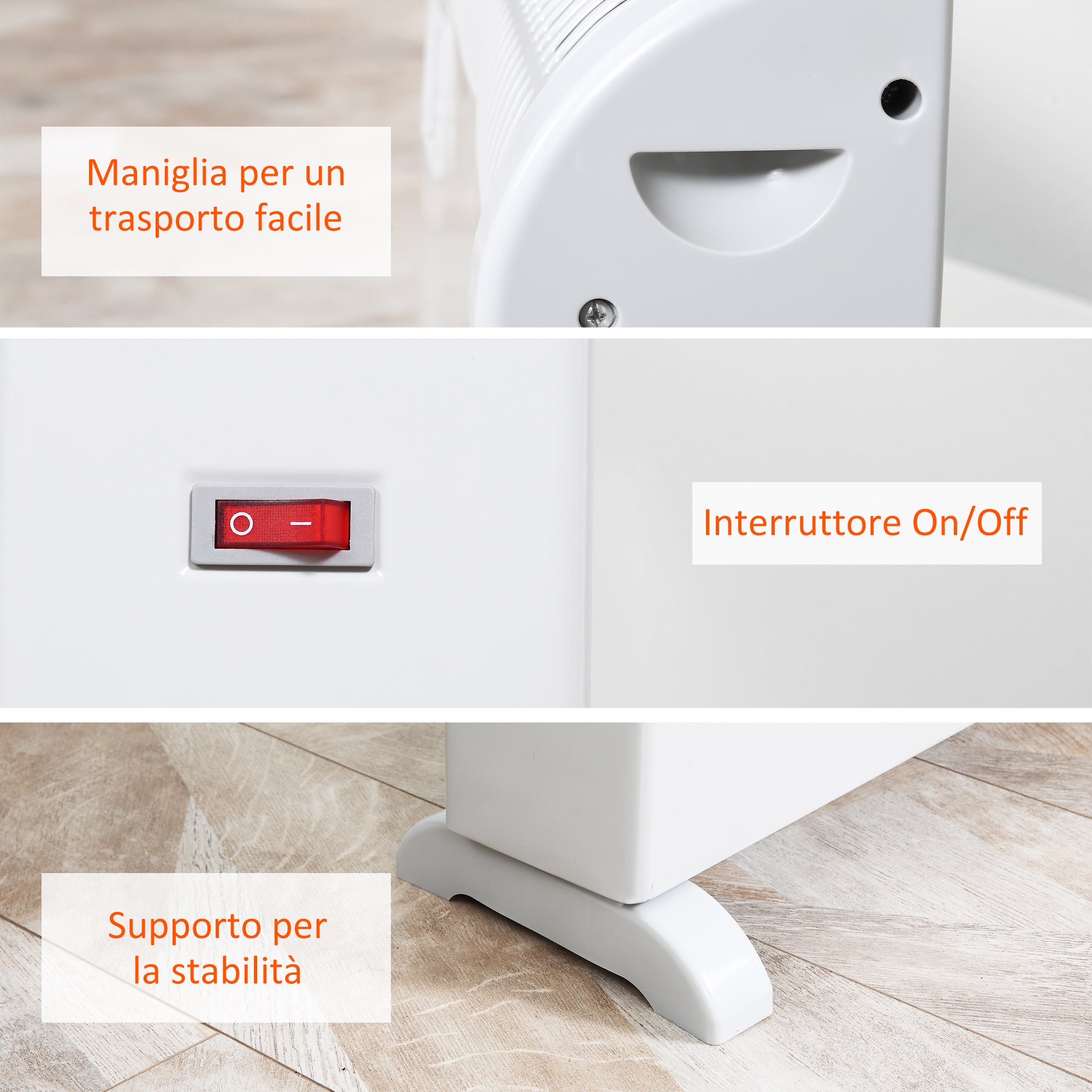 Termoventilatore da Parete o Appoggio 2000W 58,5x20x43 cm Bianco