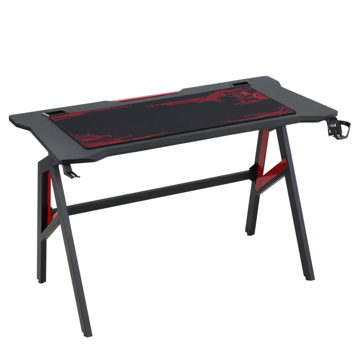 Scrivania da Gaming 120x58x75 cm in MDF e Metallo Rosso e Nero