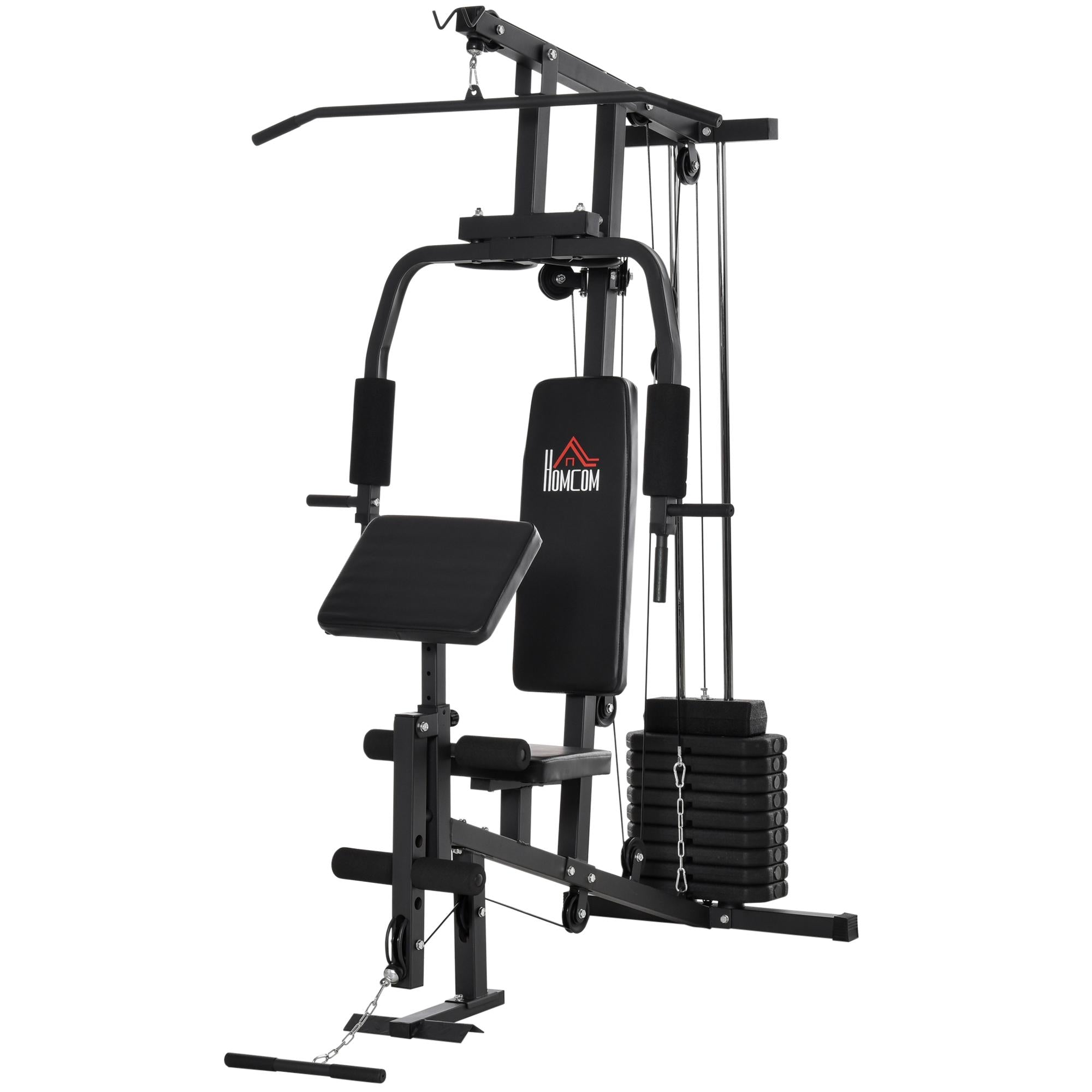 Stazione Fitness Multifunzione 148x108x207 cm in Acciaio Nero