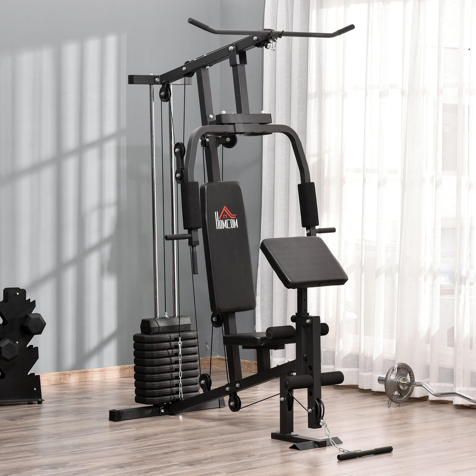 Stazione Fitness Multifunzione 148x108x207 cm in Acciaio Nero