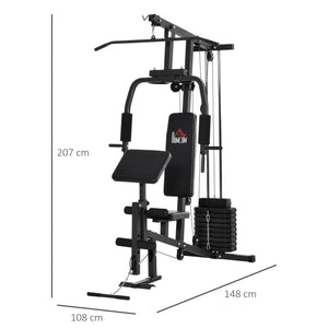 Stazione Fitness Multifunzione 148x108x207 cm in Acciaio Nero