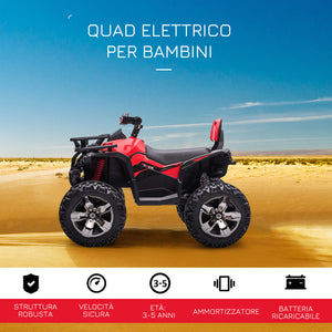 Quad Elettrico per Bambini 12V Nero e Rosso