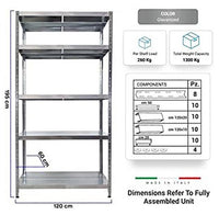 Scaffale in Metallo 5 Ripiani 120x60x195 cm Maciste Zincato