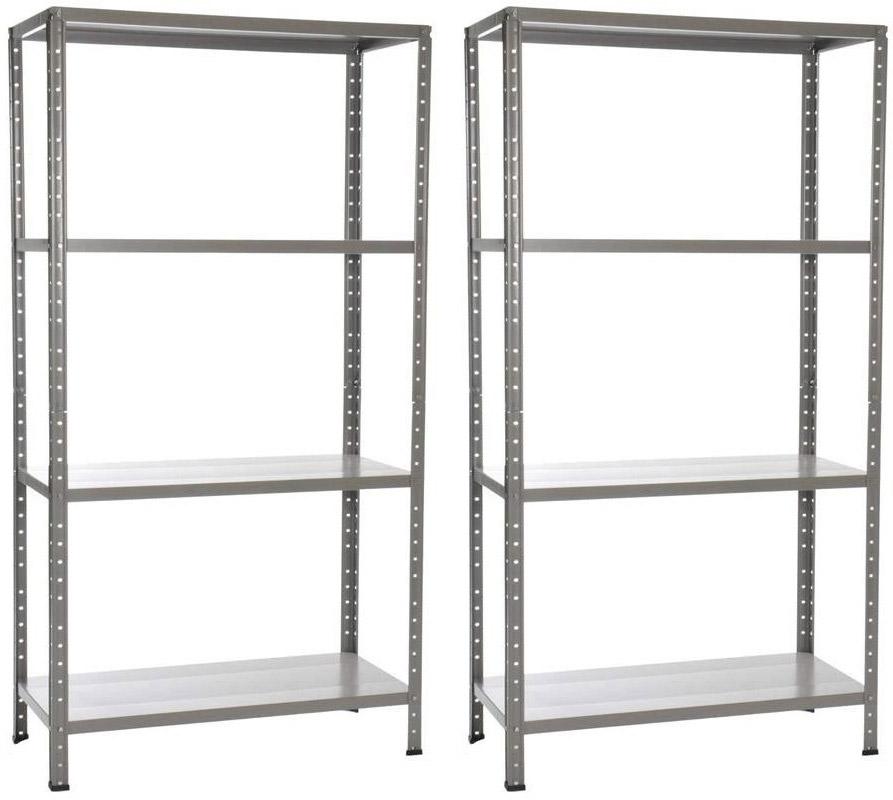 Set 2 Scaffali in Metallo 4 Ripiani 90x40x170 cm  Grigio