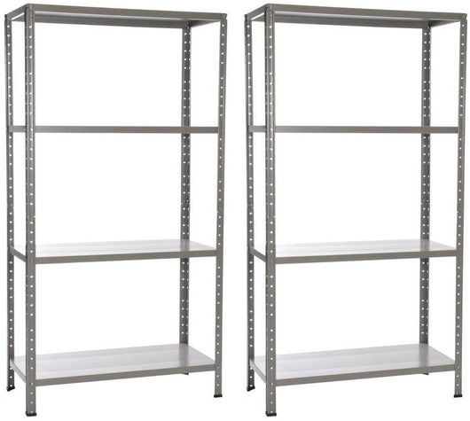 Set 2 Scaffali in Metallo 4 Ripiani 90x40x170 cm  Grigio